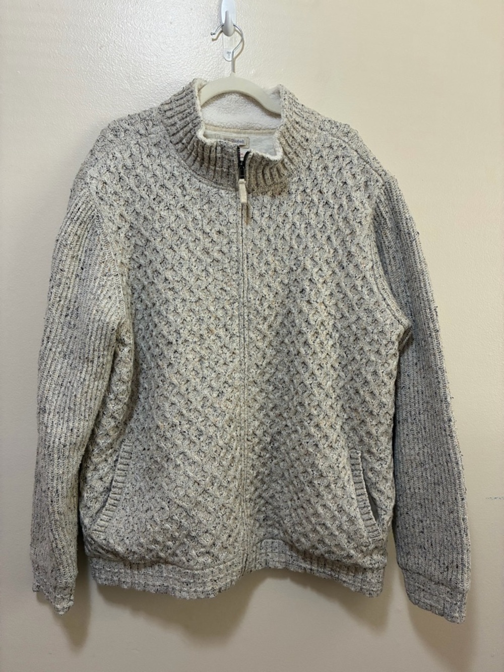 Carbon 2 Cobalt Skyline Full-Zip Textured Knit Sweater Heather Gray size xxl